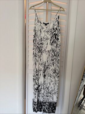 French Connection White & Black Floral Slip Dress